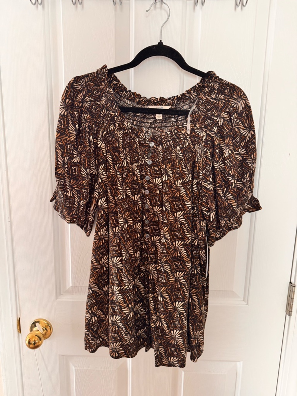 Brown and Cream Floral Blouse